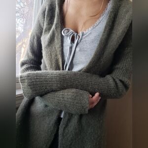 Design Lab Cashmere Olive Green Cardigan